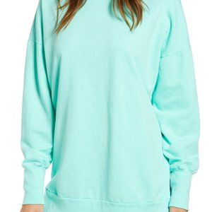 Caslon Side Slit Cotton Sweatshirt Green Mint M